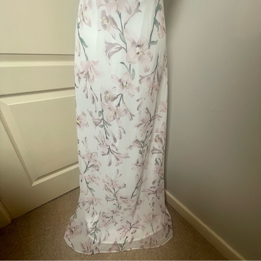 Warehouse Size 10 Frill Wrap Button Maxi Dress Floral Pink White Bridesmaid Chic - Picture 3 of 11